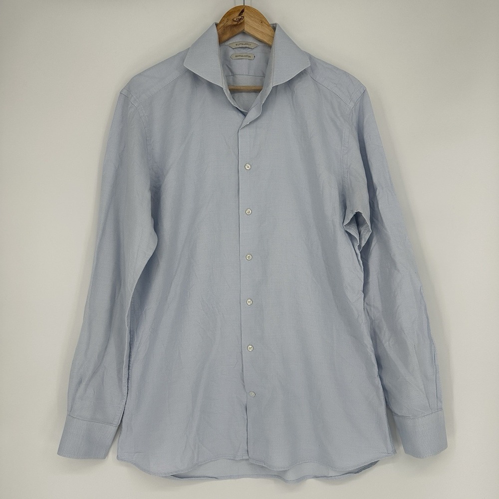 Suitsupply Egyptian Cotton Casual Button Up Dress Shirt Men's 42 16.5 Blue